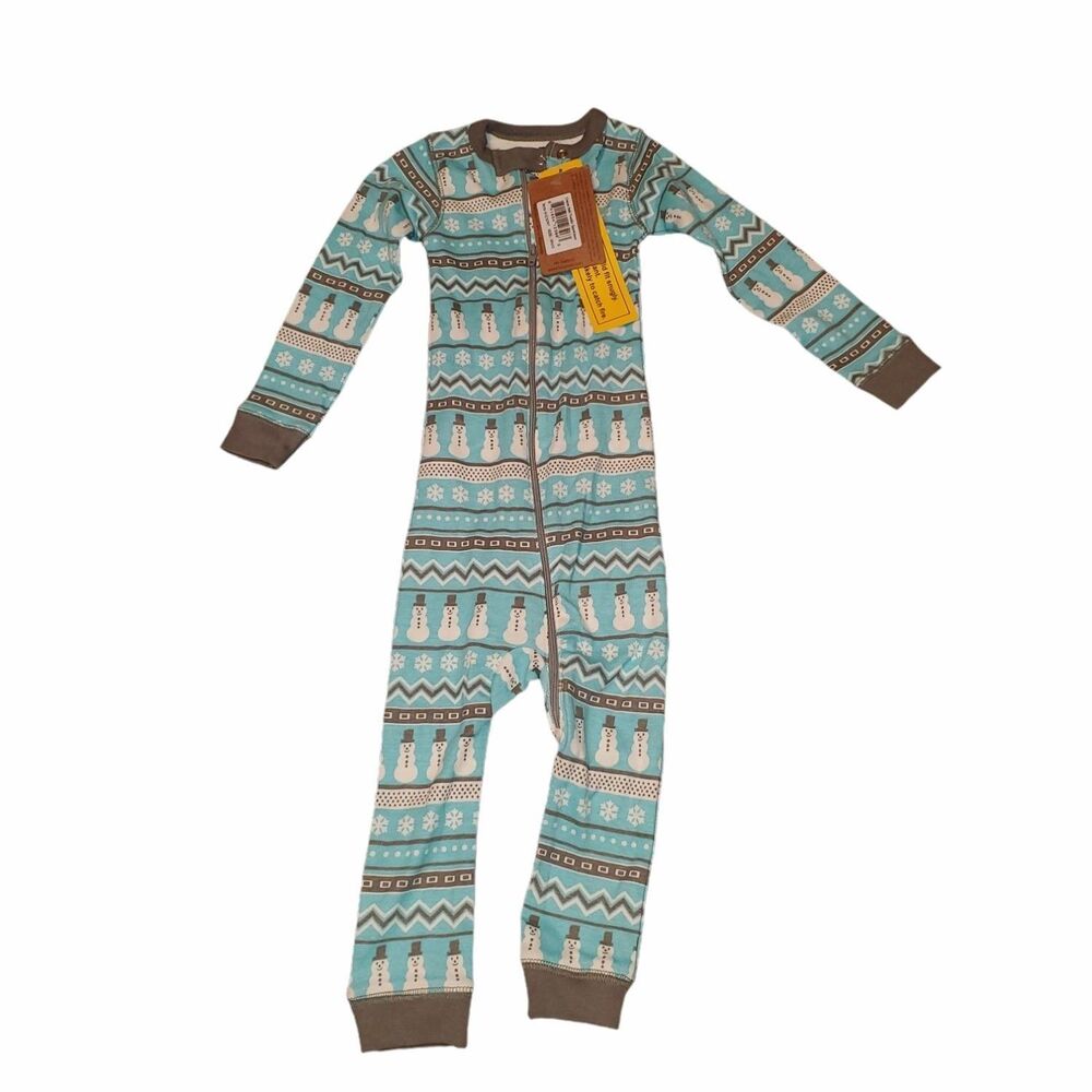 Lazy One Baby One-piece Pajamas Nordic Snowman 18 Months Blue Geometric NWT
